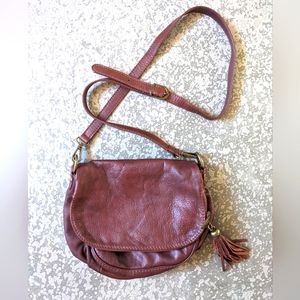 Borse in Pelle Crossbody Tassel Zipper Mahogany Italian Leather Bag